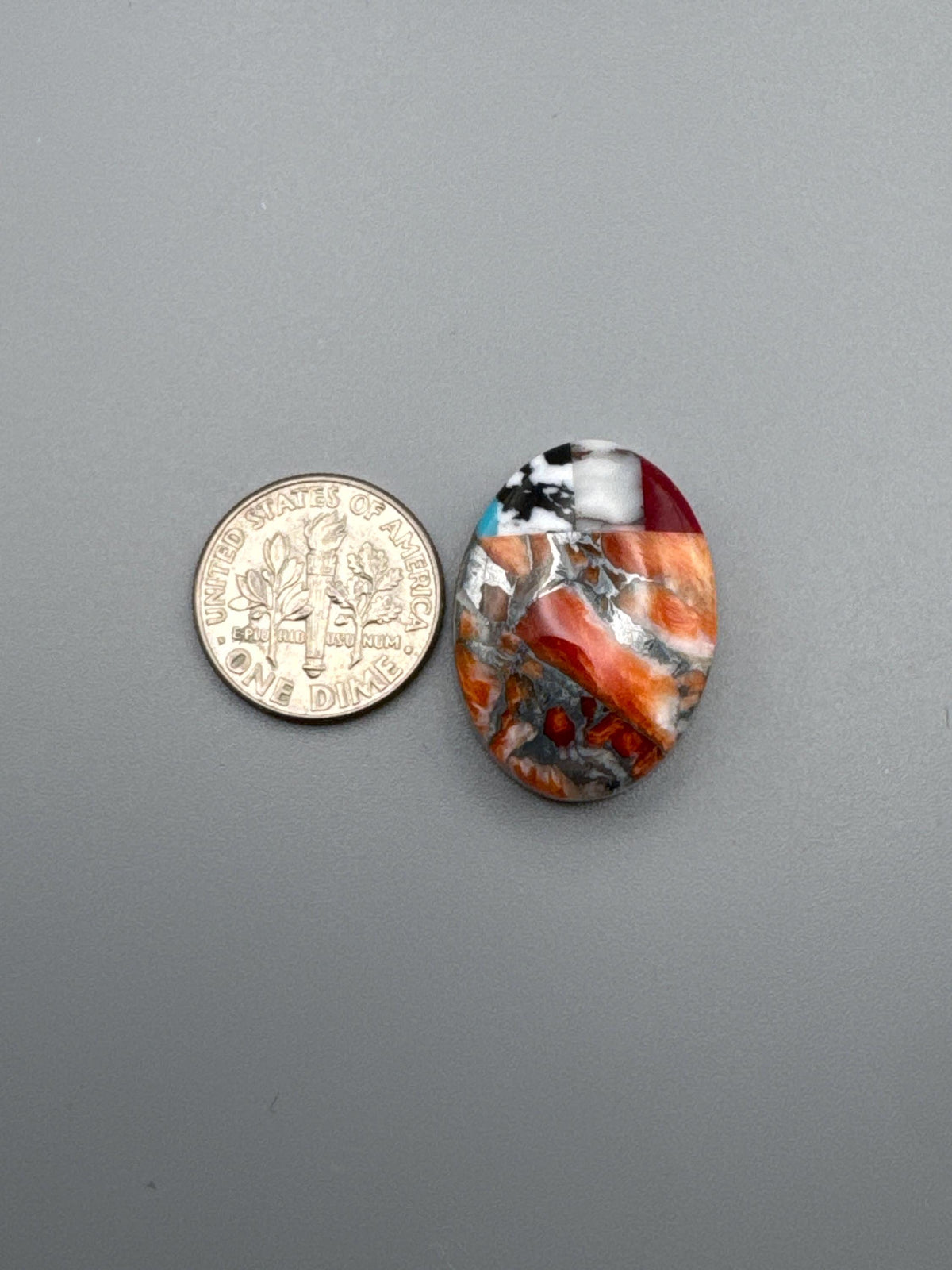 Spiny Oyster/Kingman Turquoise Intarsia Cabochon