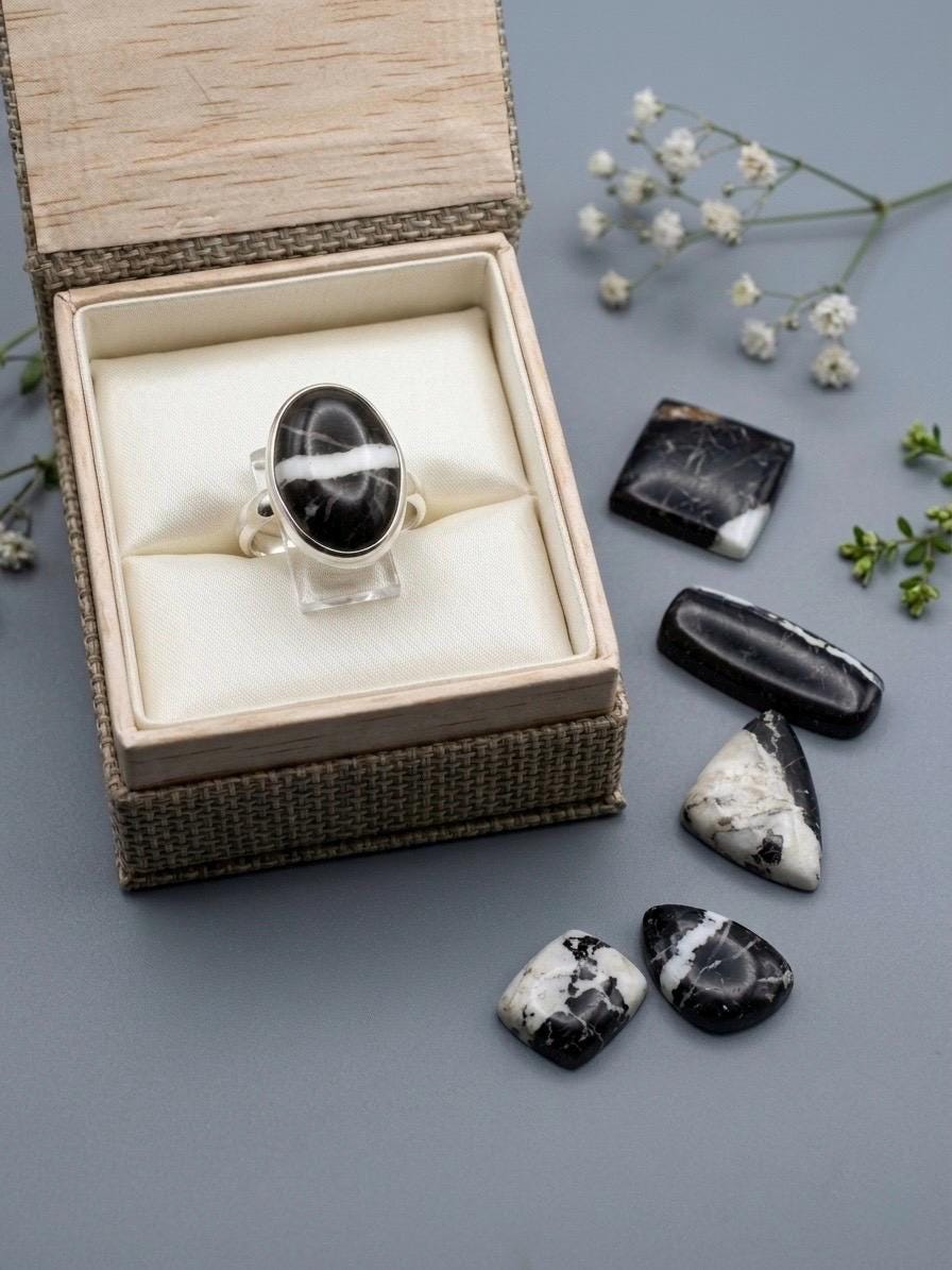 White Buffalo Ring | Adjustable Sterling Silver Ring | Handcrafted Statement Ring for Her | White Turquoise Jewelry | Boho Western Ring .925