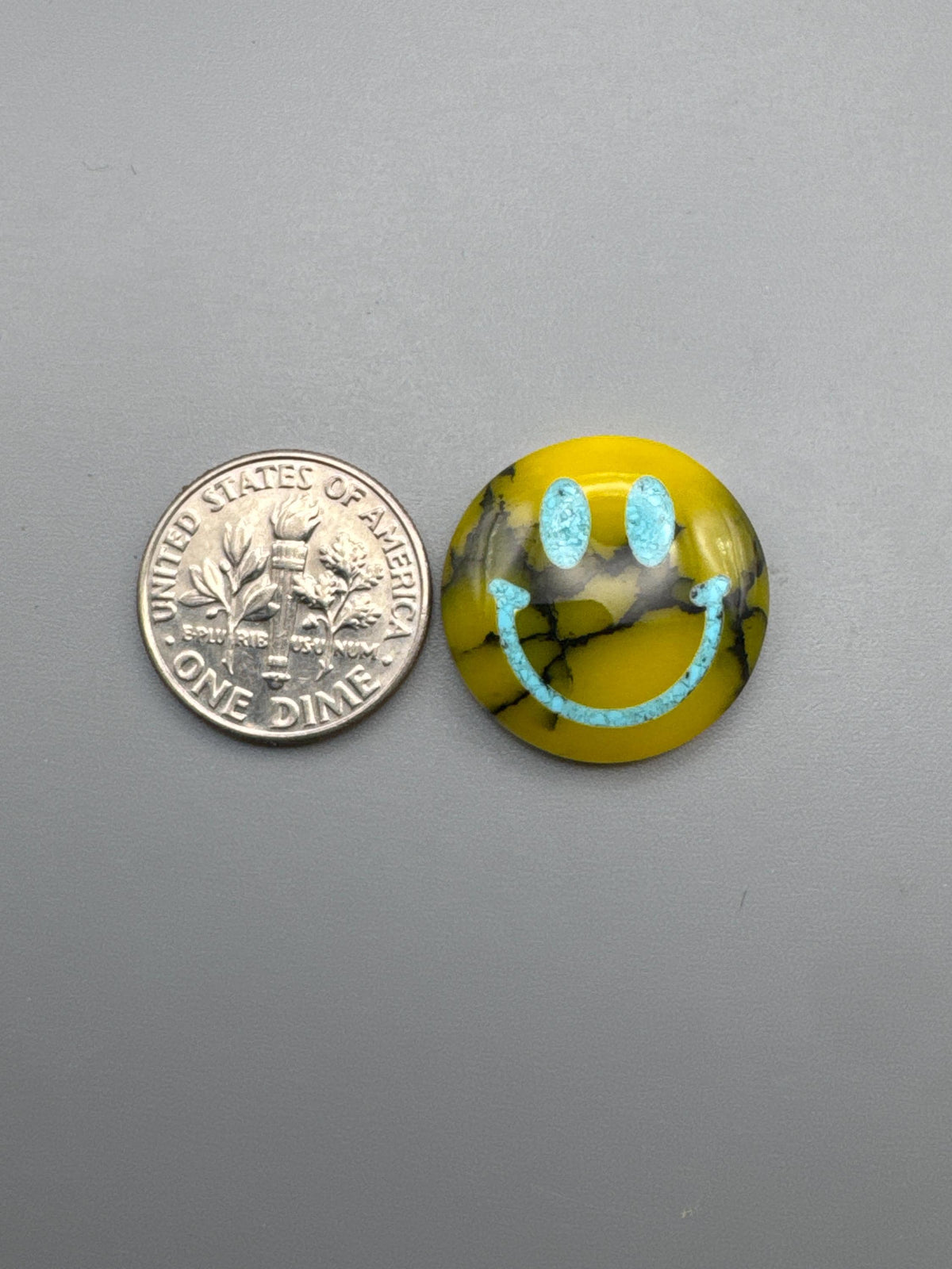 Smiley face Cabochon turquoise inlay