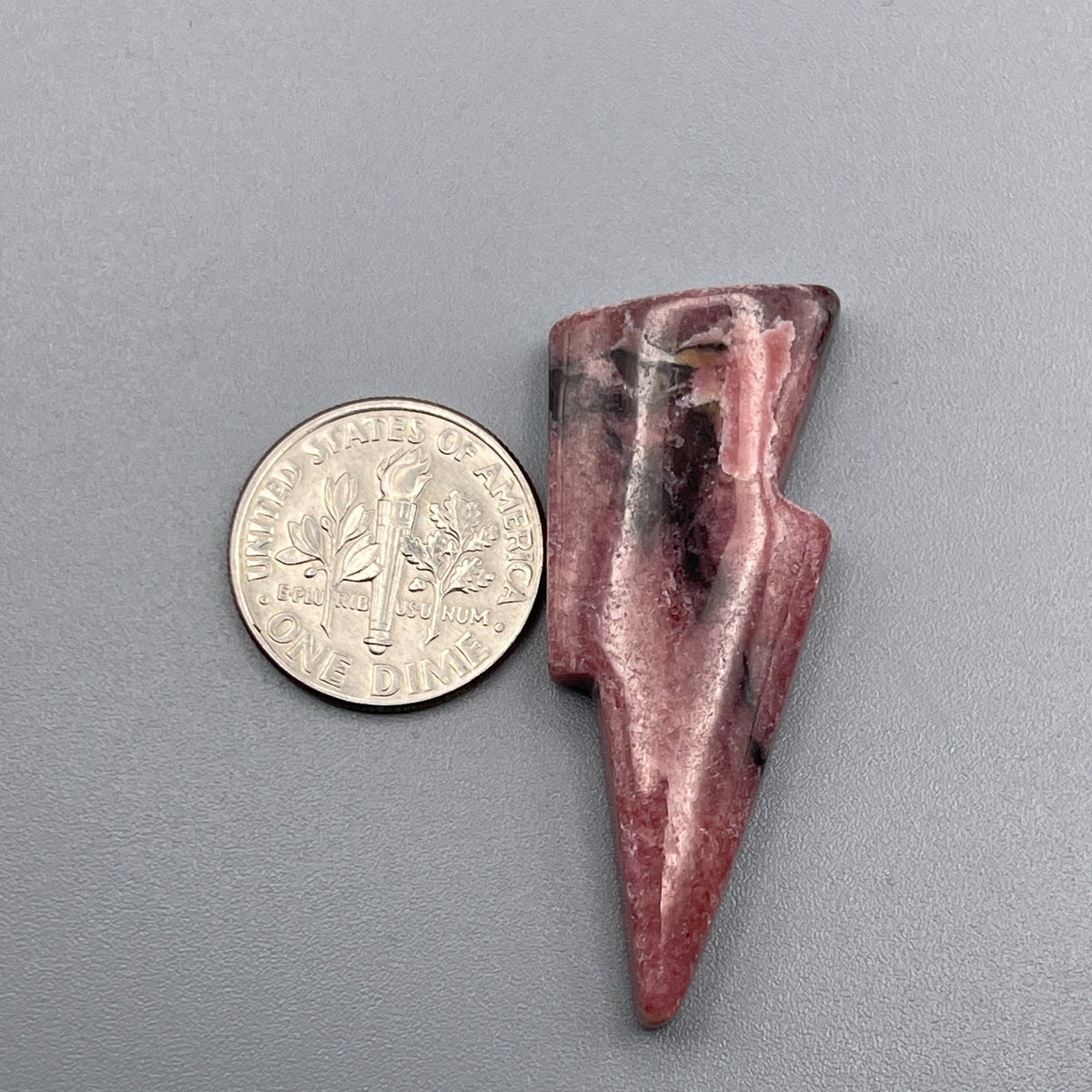 Natural pink Rhodonite Lightningbolt Cabochon