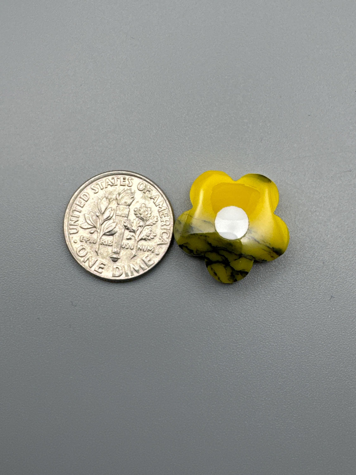 Yellow/Black Flower Cabochon (reconstructed) stone