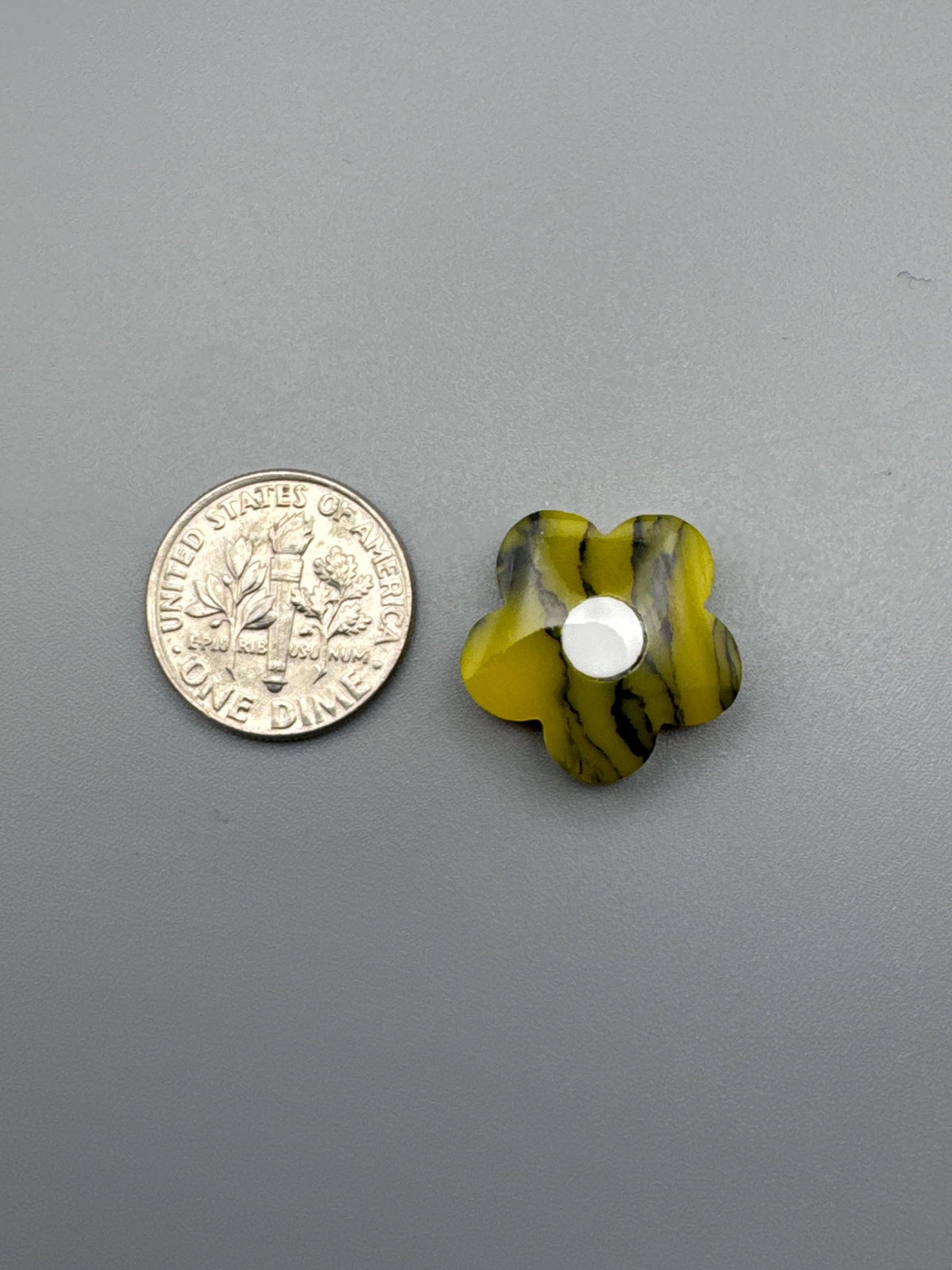Yellow/Black Flower Cabochon (reconstructed) stone