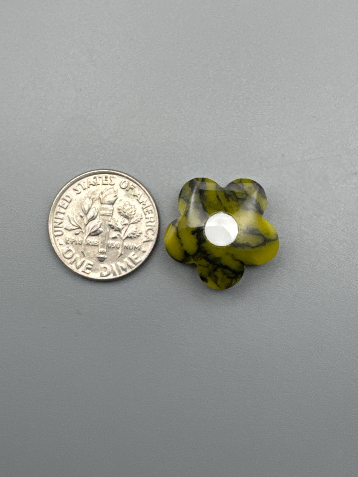 Yellow/Black Flower Cabochon (reconstructed) stone