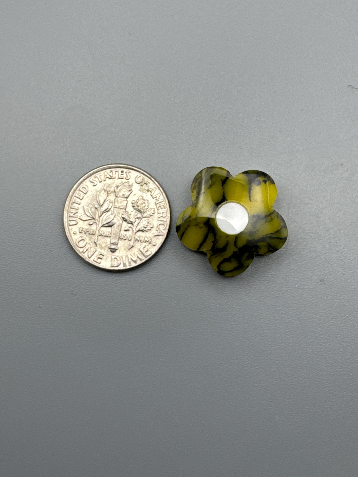 Yellow/Black Flower Cabochon (reconstructed) stone