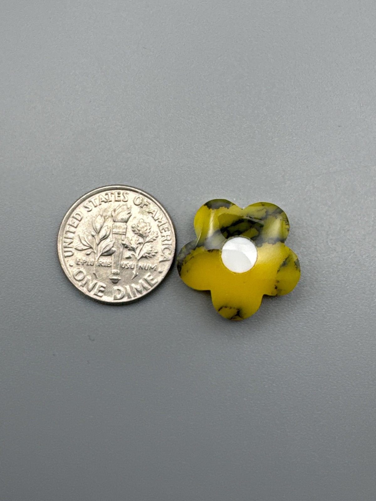 Yellow/Black Flower Cabochon (reconstructed) stone