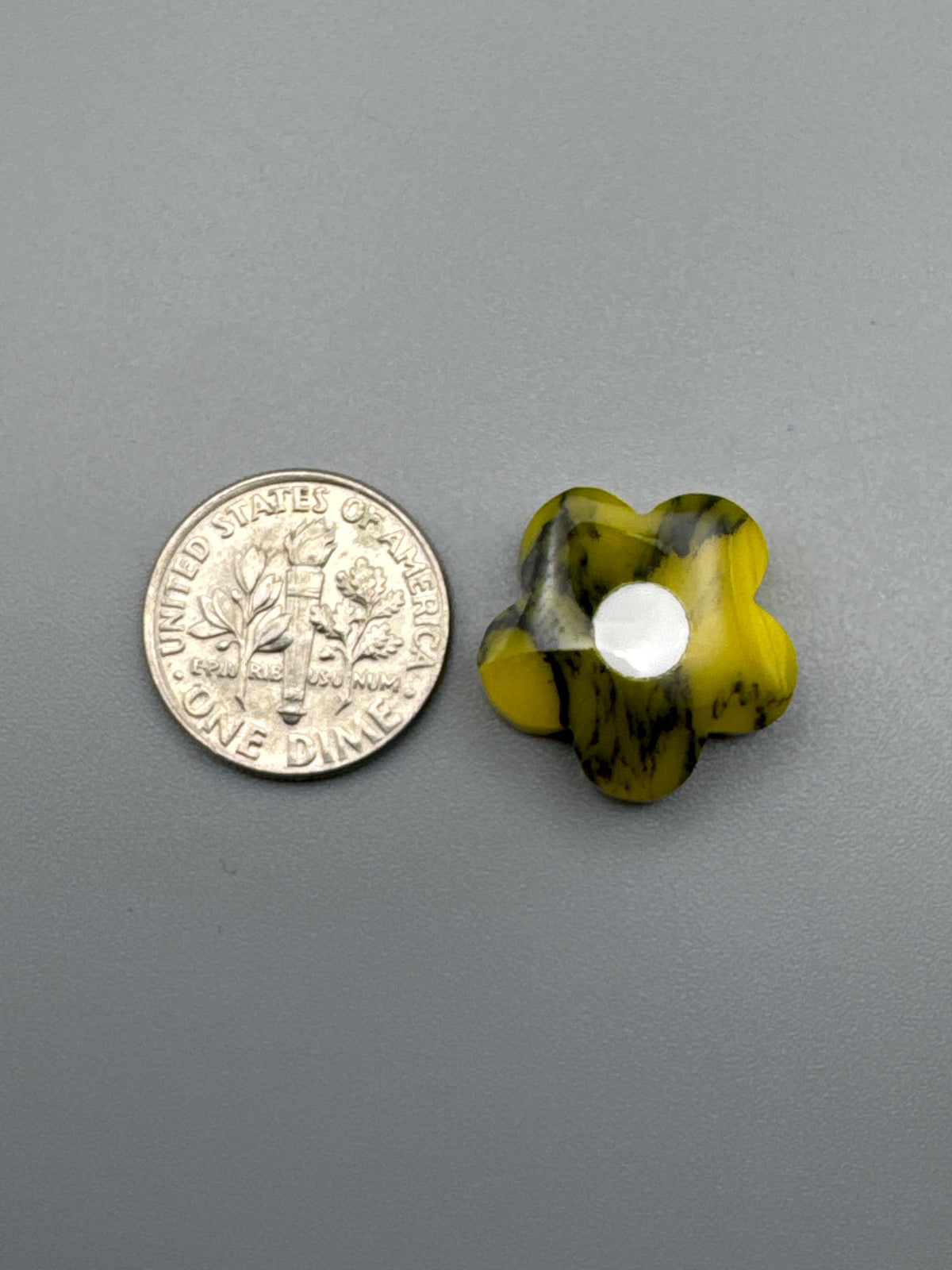 Yellow/Black Flower Cabochon (reconstructed) stone