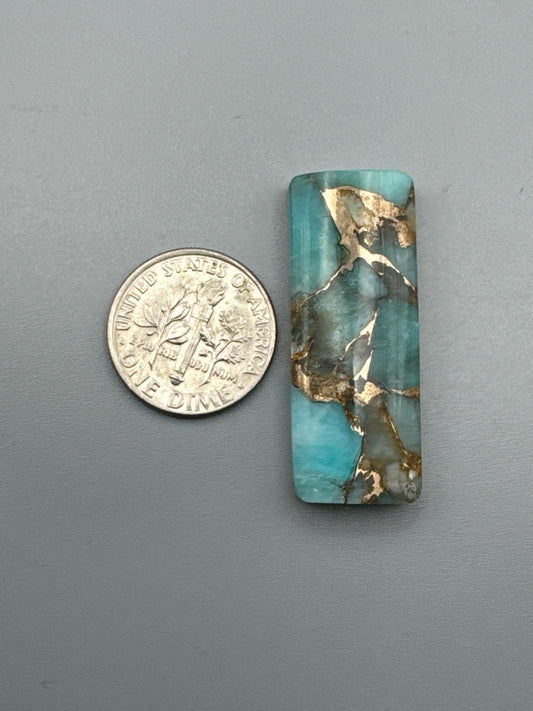 Amazonite With Bronze Cabochon