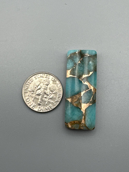 Amazonite With Bronze Cabochon