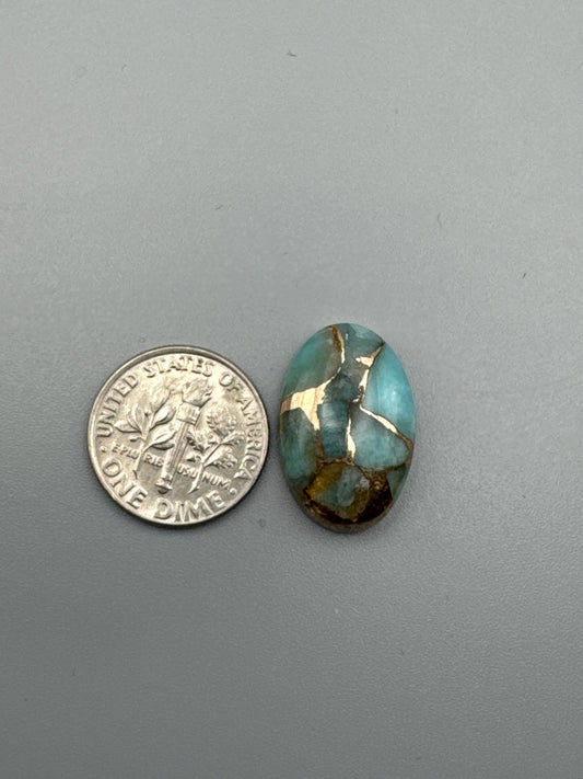 Amazonite With Bronze Cabochon