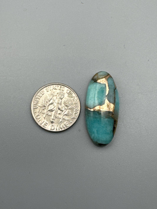 Amazonite With Bronze Cabochon