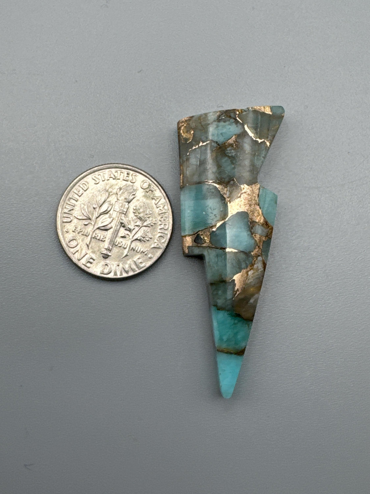 Amazonite With Bronze Cabochon Lightning Bolt
