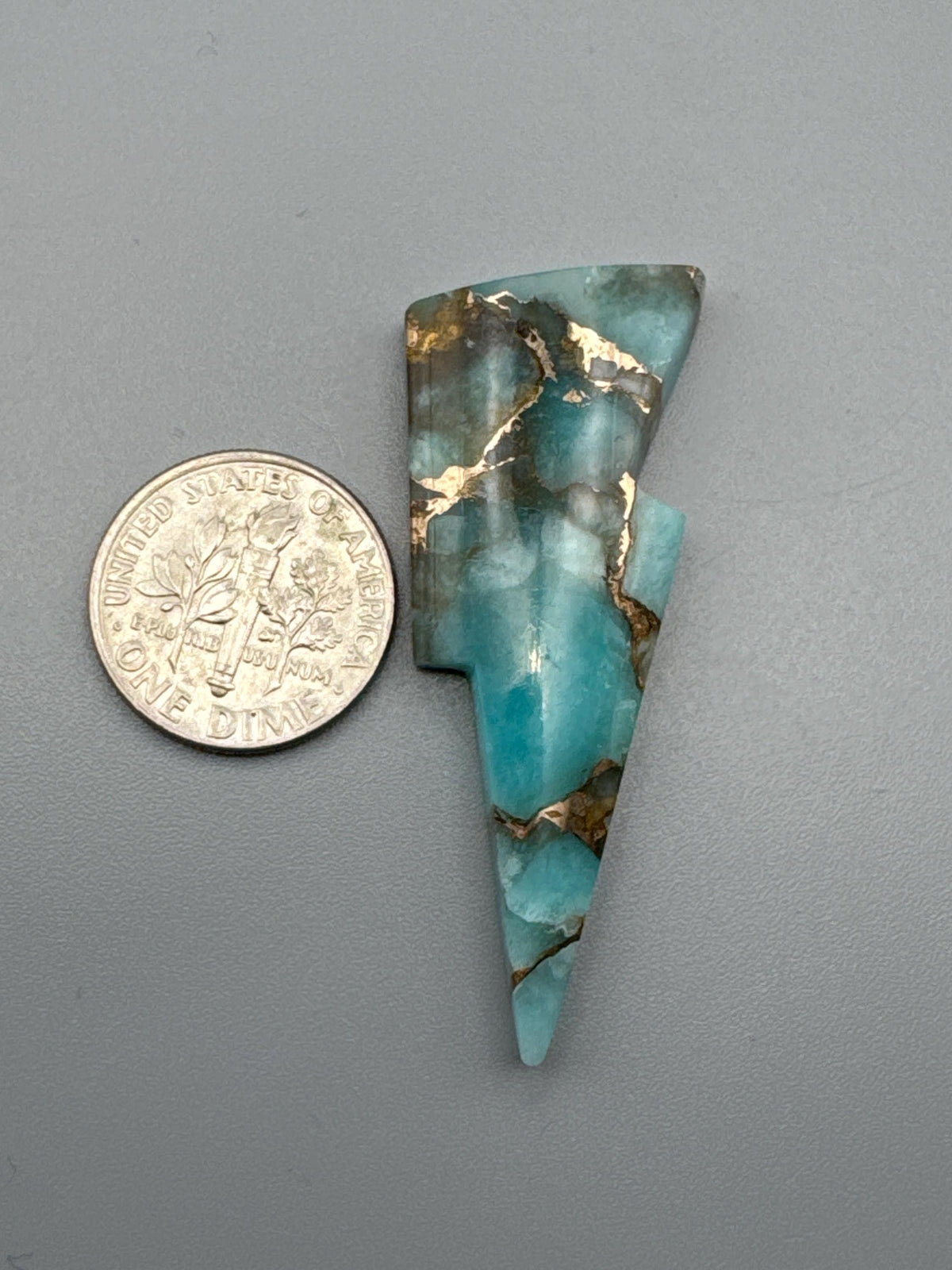 Amazonite With Bronze Cabochon Lightning Bolt