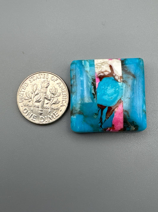 Kingman Turquoise intarsia cabochon