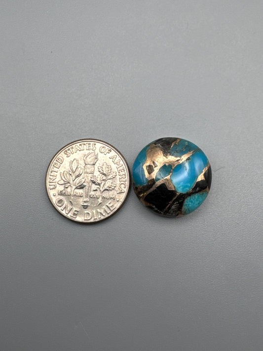Kingman Turquoise with obsidian cabochon