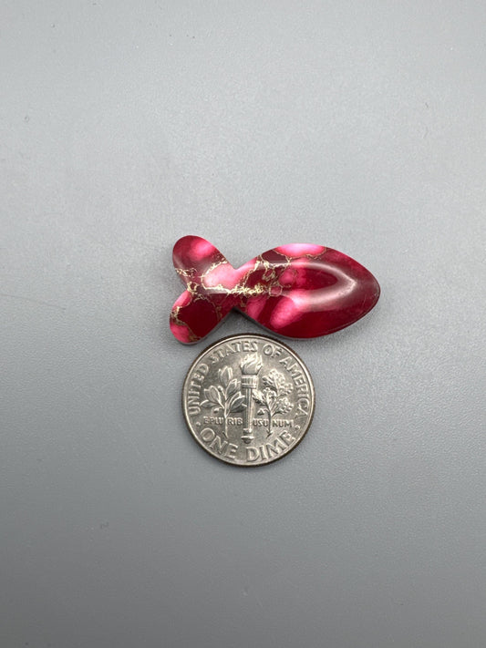 RED/White Cabochon Fish