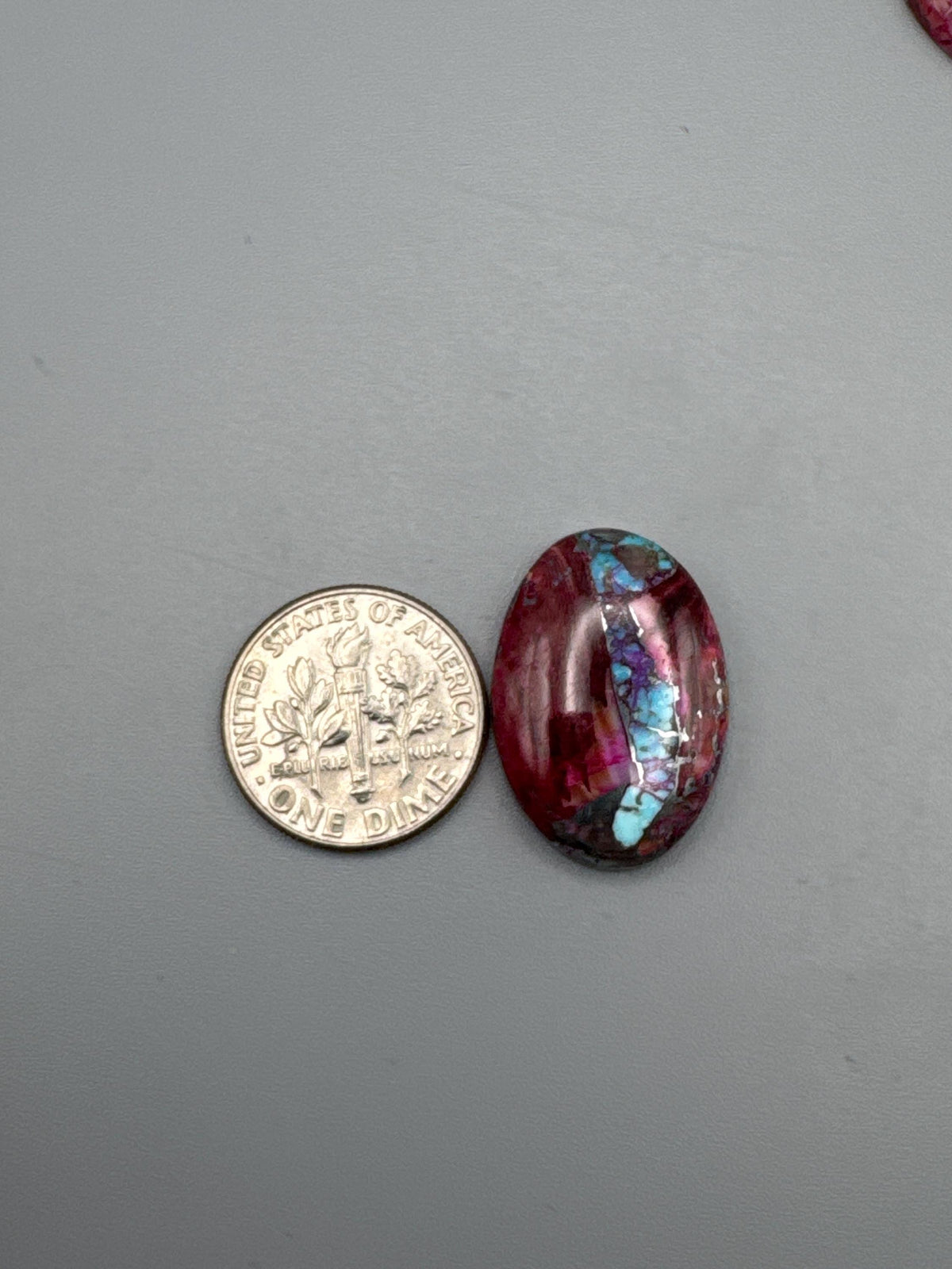Spiny Oyster/Kingman Turquoise Cabochon set