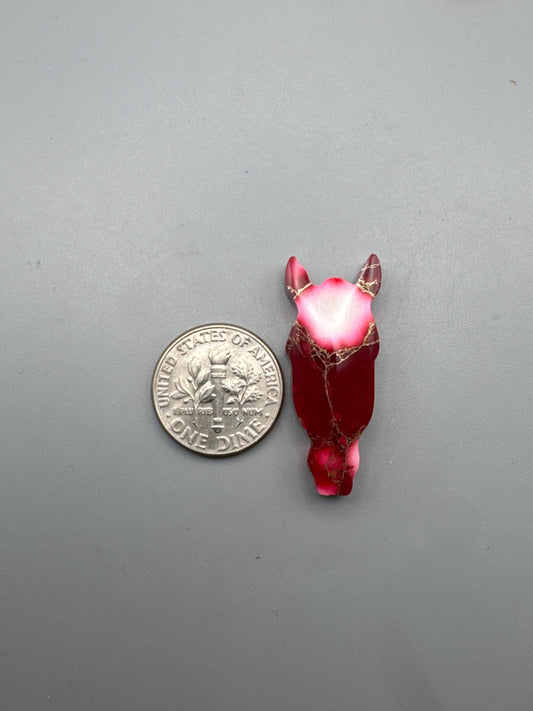 Red/White compressed Stone. Cabochon Horse Head (reconstructed)