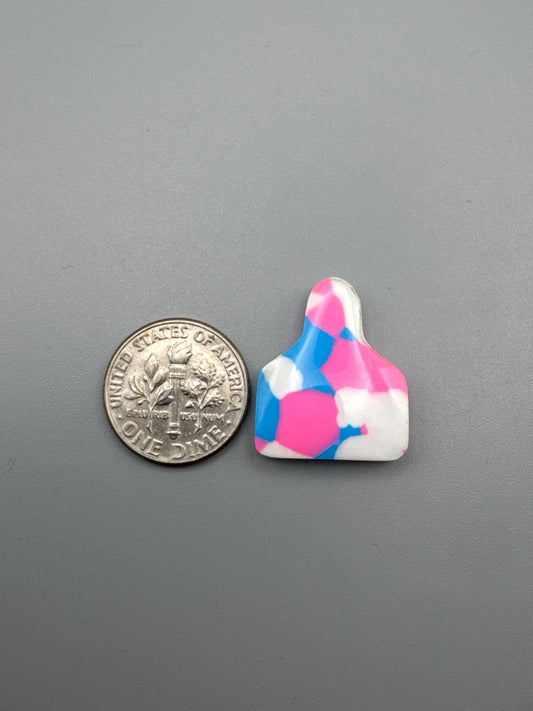 Pink/Blue/White. Cabochon Cow (reconstructed) stone