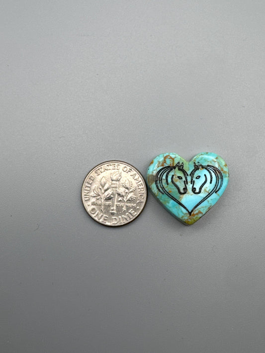 Kingman turquoise. Scrimshaw Cabochon