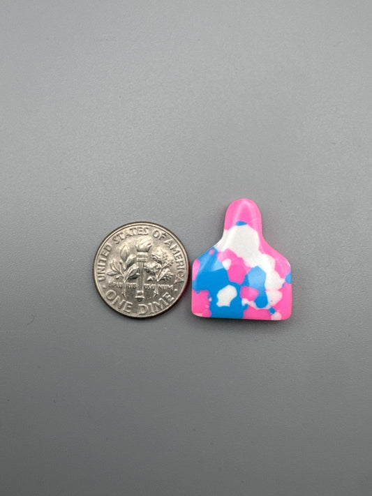 Pink/Blue/White. Cabochon Cow (reconstructed) stone