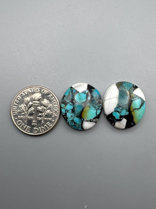 White Buffalo Turquoise Cabochon set