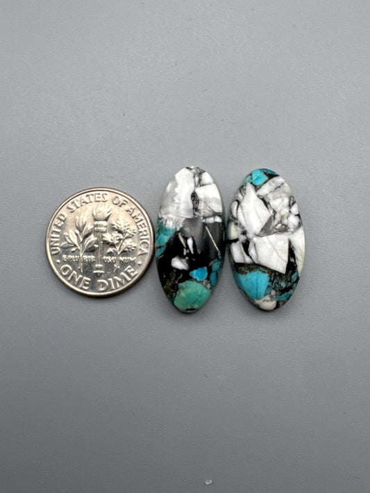 White Buffalo Turquoise Cabochon set