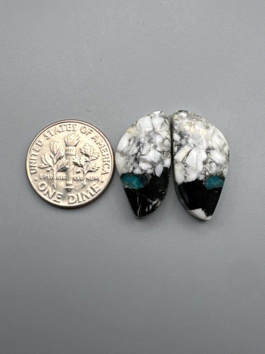 White Buffalo Turquoise Cabochon set