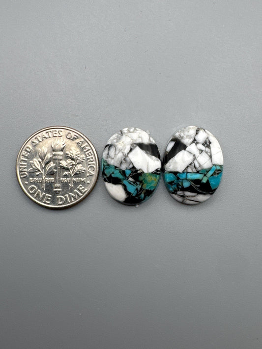 White Buffalo Turquoise Cabochon set