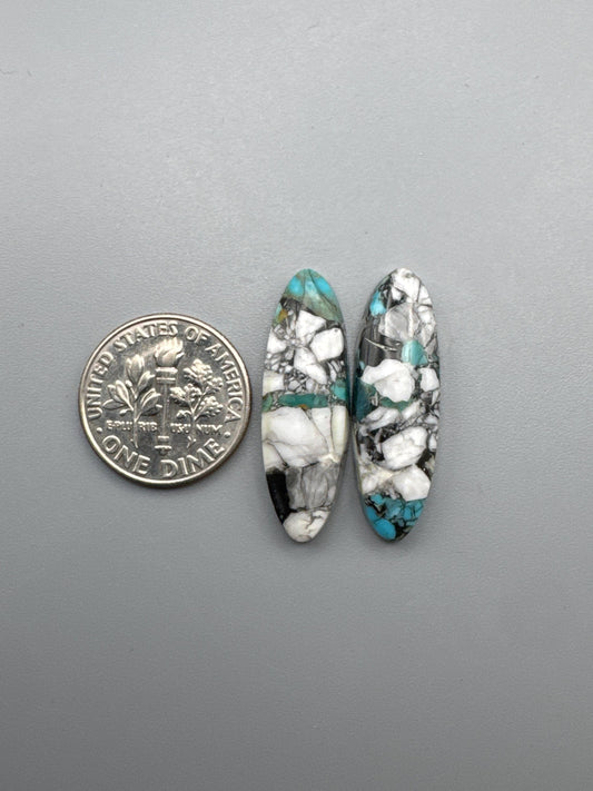 White Buffalo Turquoise Cabochon set