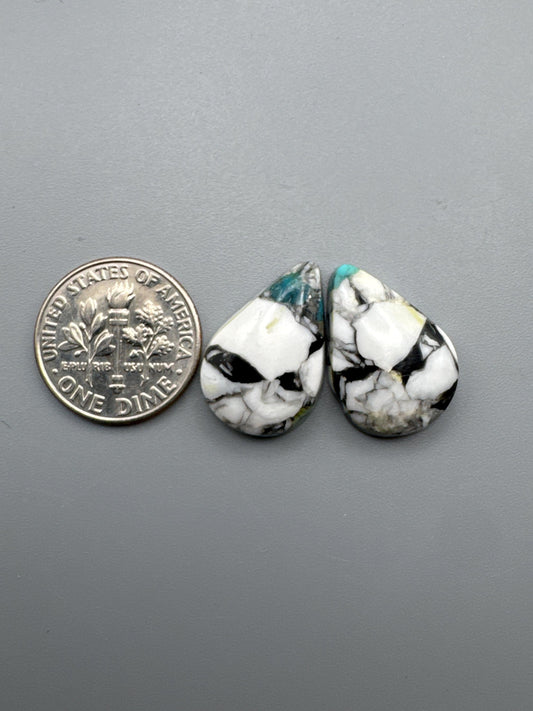 White Buffalo Turquoise Cabochon set
