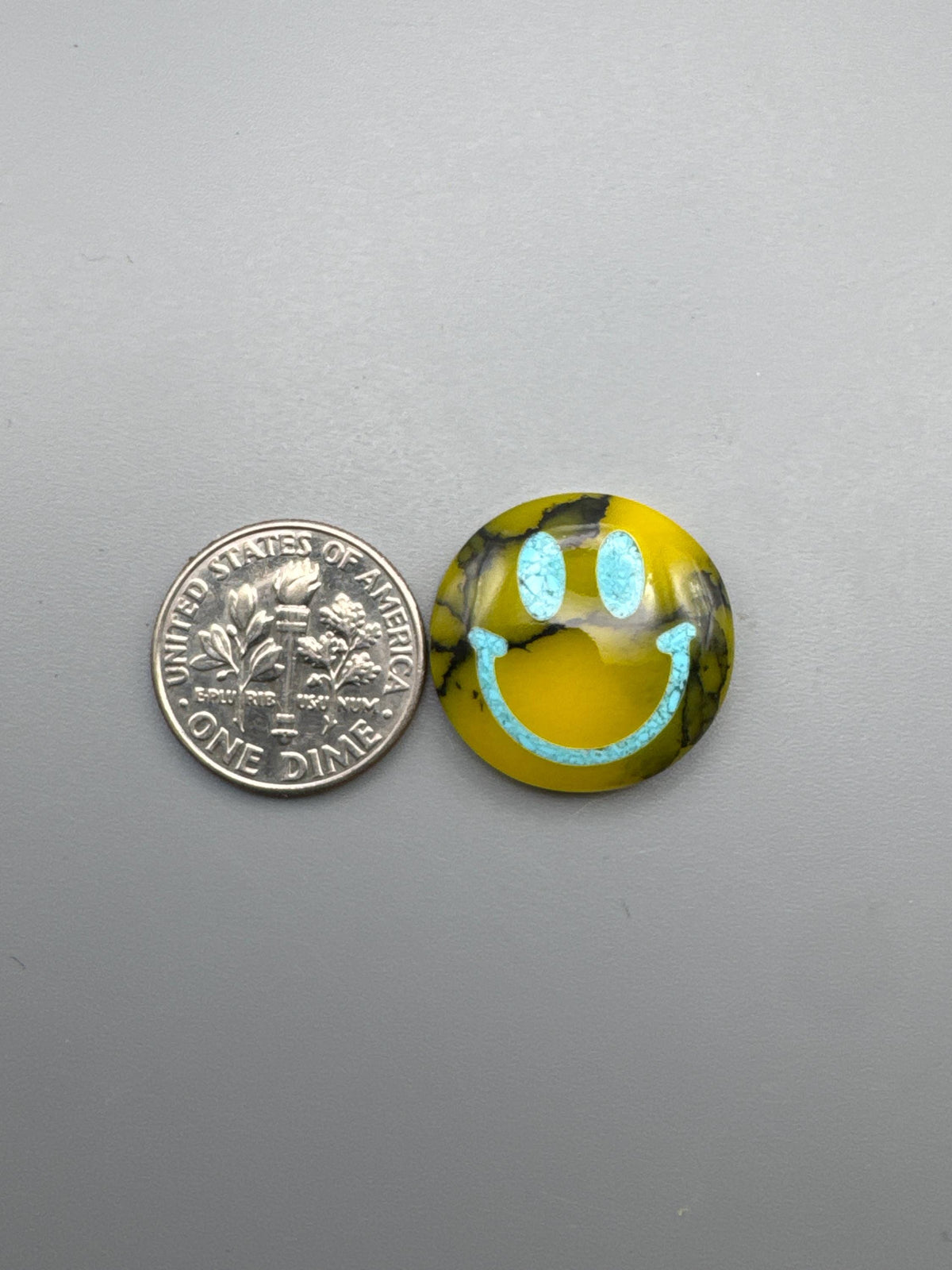 Smiley face Cabochon turquoise inlay
