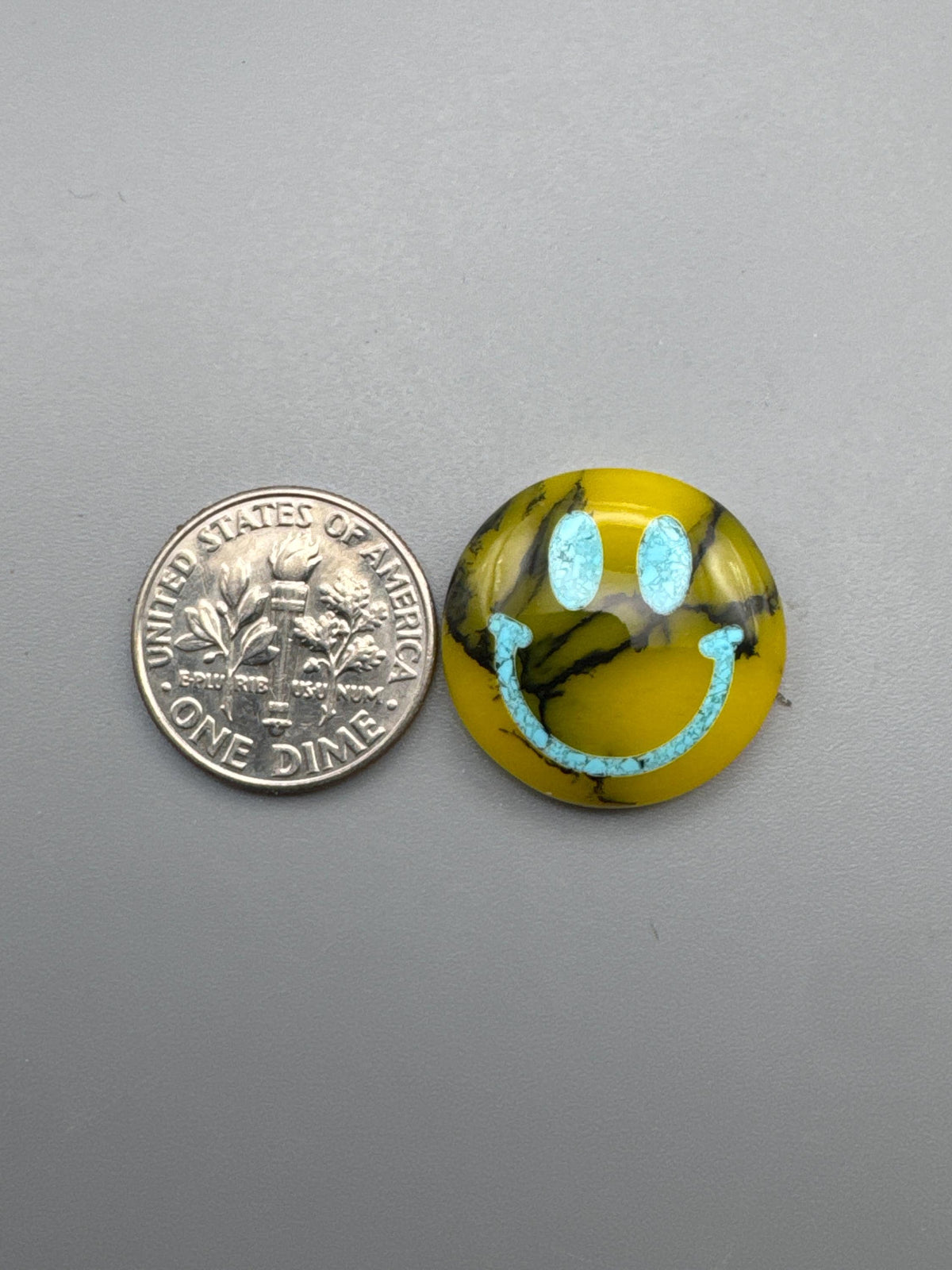 Smiley face Cabochon turquoise inlay