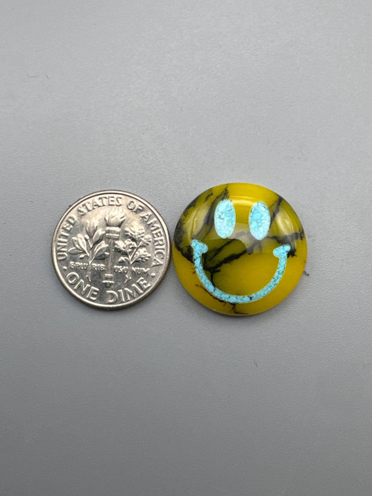 Smiley face Cabochon turquoise inlay