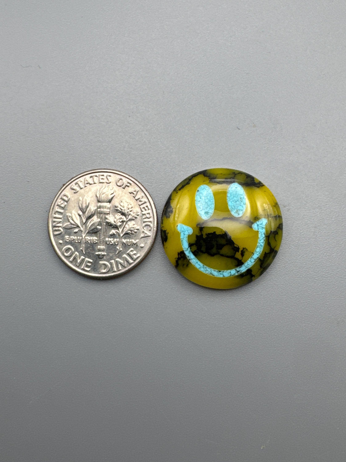 Smiley face Cabochon turquoise inlay