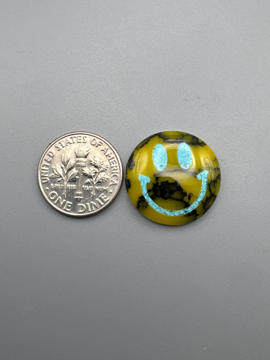 Smiley face Cabochon turquoise inlay