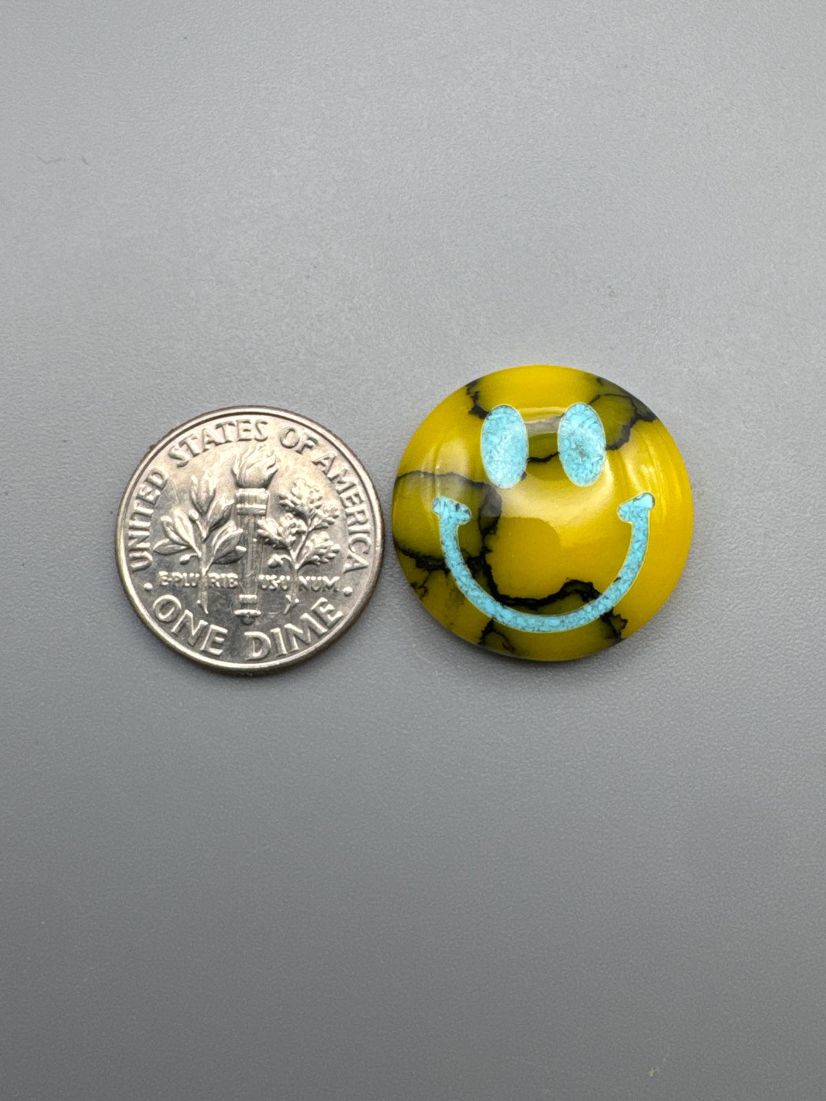 Smiley face Cabochon turquoise inlay