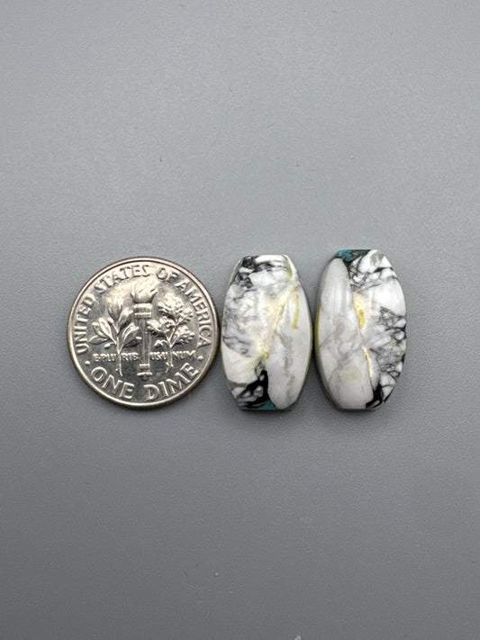 White Buffalo Turquoise Cabochon set