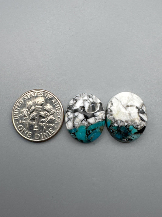 White Buffalo Turquoise Cabochon set