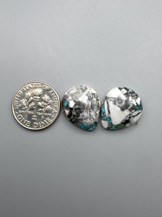 White Buffalo Turquoise Cabochon set