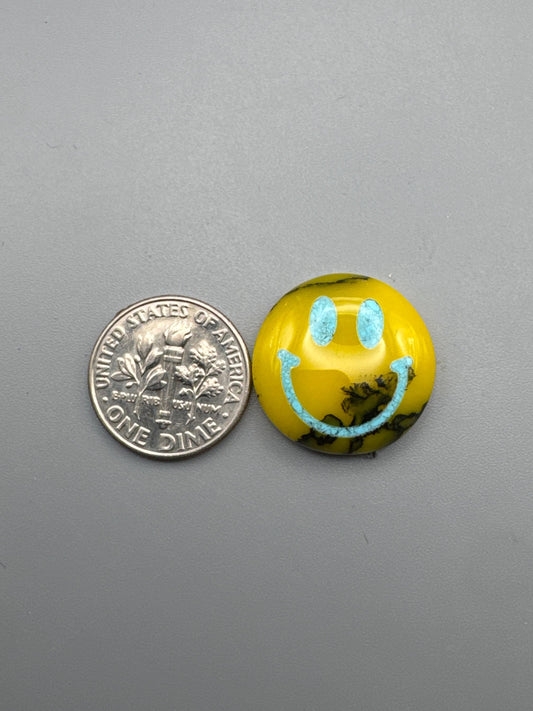 Smiley face Cabochon turquoise inlay