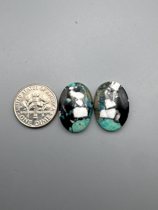 White Buffalo Turquoise Cabochon set