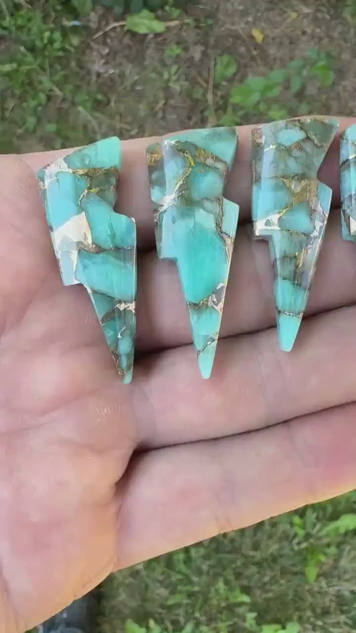 Amazonite With Bronze Cabochon Lightning Bolt