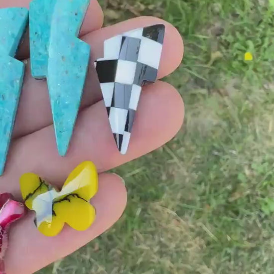 Yellow/Black matrix  Butterfly Cabochon  (reconstructed)