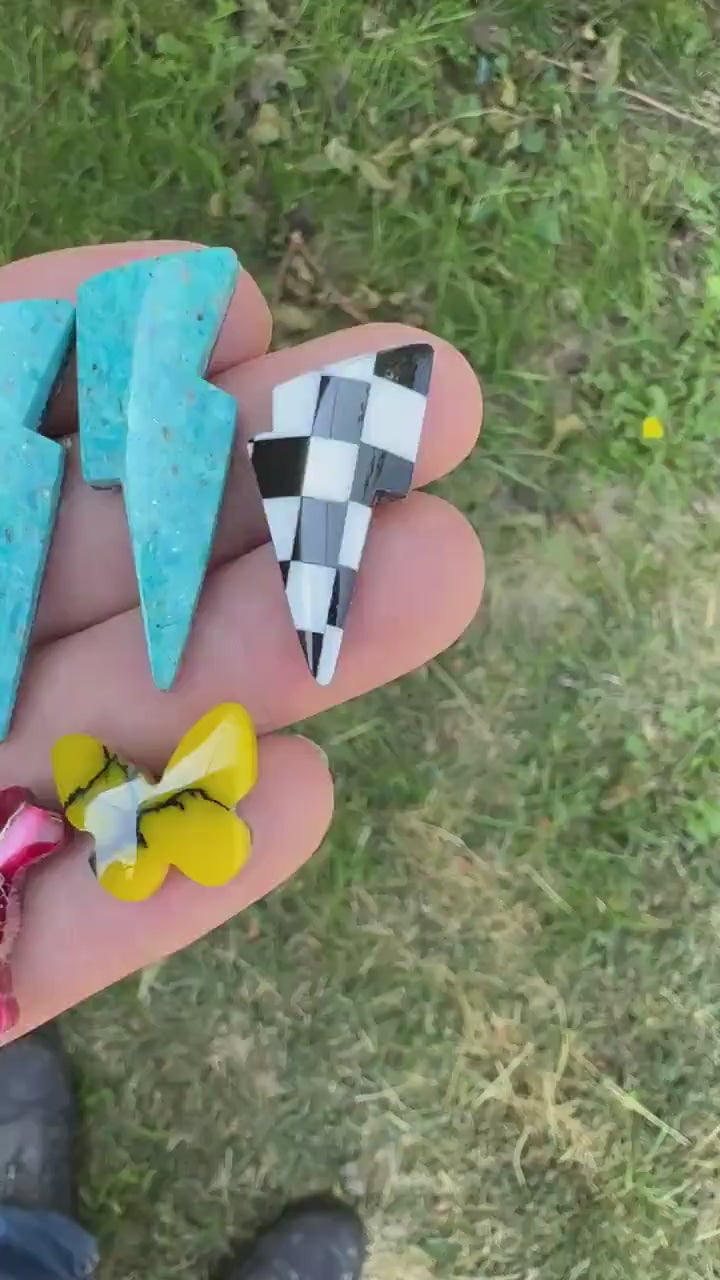 Yellow/Black matrix  Butterfly Cabochon  (reconstructed)