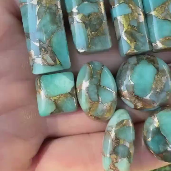 Amazonite With Bronze Cabochon