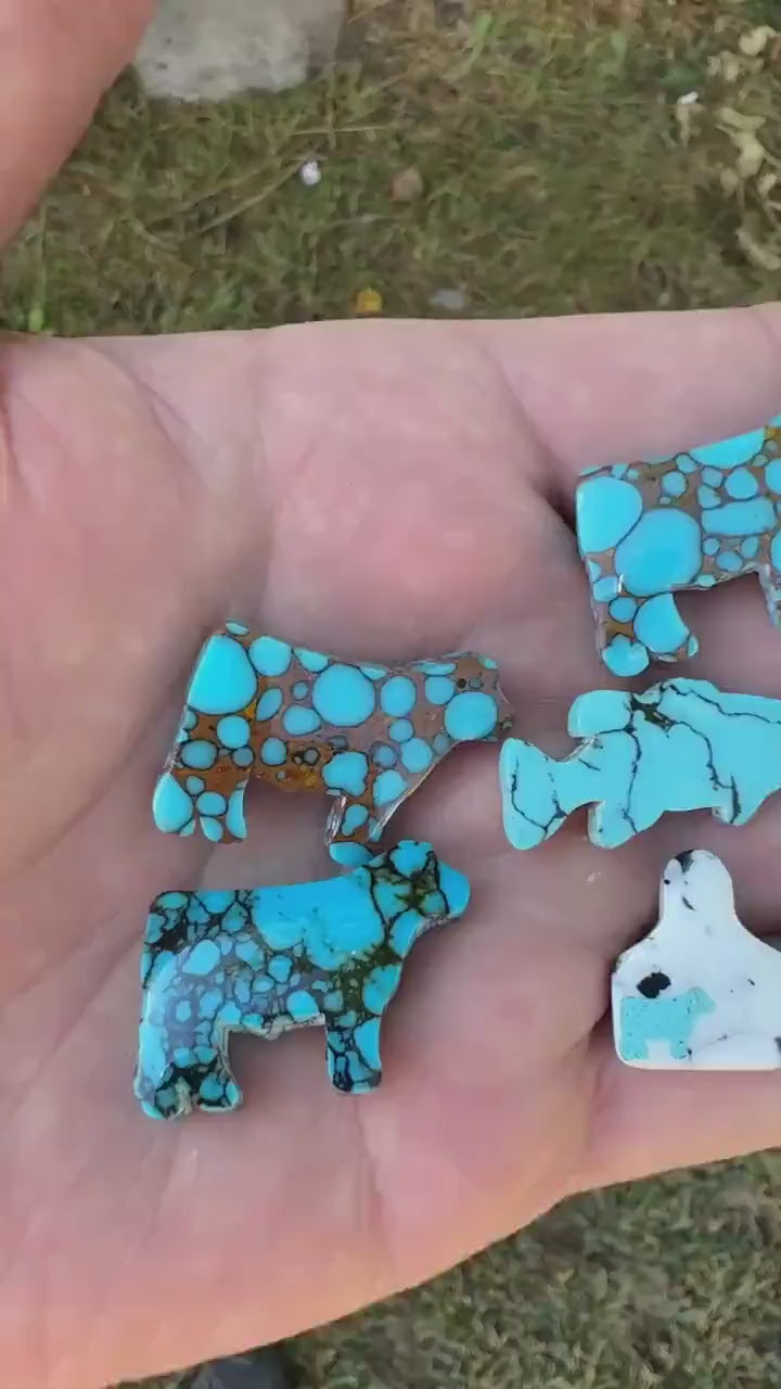Blue/Blown Matrix. Cabochon  Cow (reconstructed) stone
