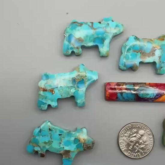 Kingman spiny oyster Turquoise Cabochon Bar