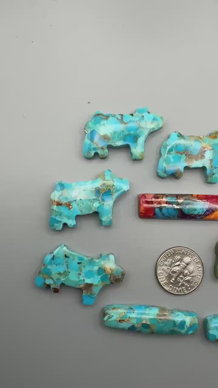 Kingman spiny oyster Turquoise Cabochon Bar