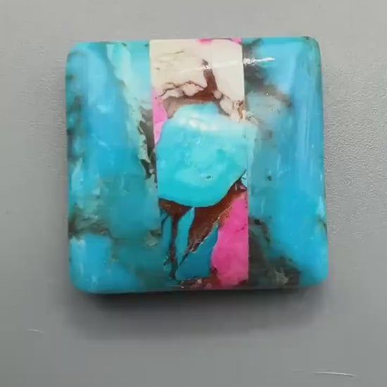 Kingman Turquoise intarsia cabochon