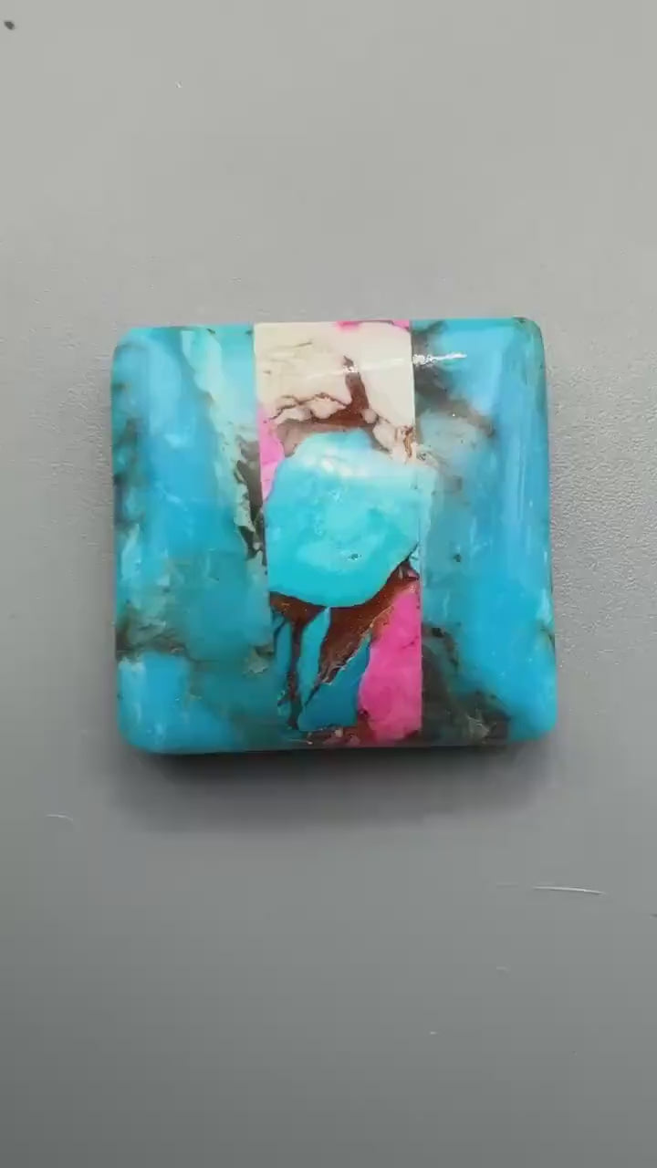 Kingman Turquoise intarsia cabochon